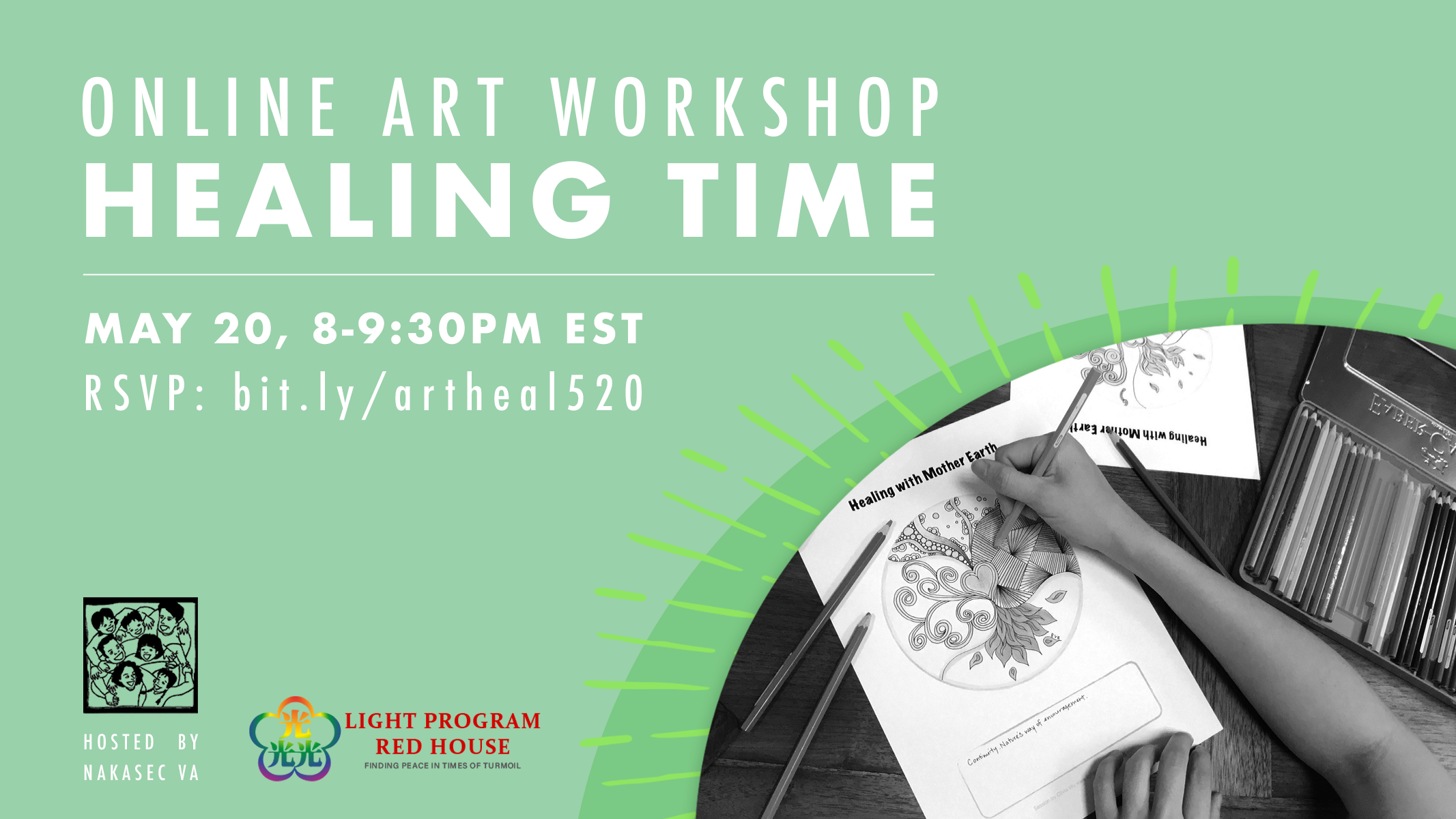 Online Art Workshop - Healing Time event flyer